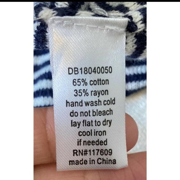 💛5 FOR $20💛 Downeast Navy Blue and Cream Striped Tunic Sweater - Picture 5 of 8